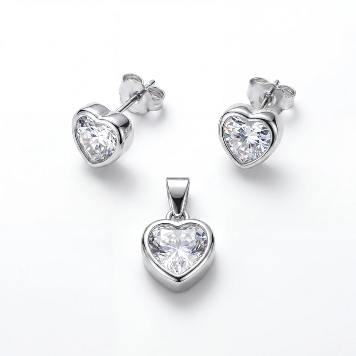 CZ Heart Duo Set
