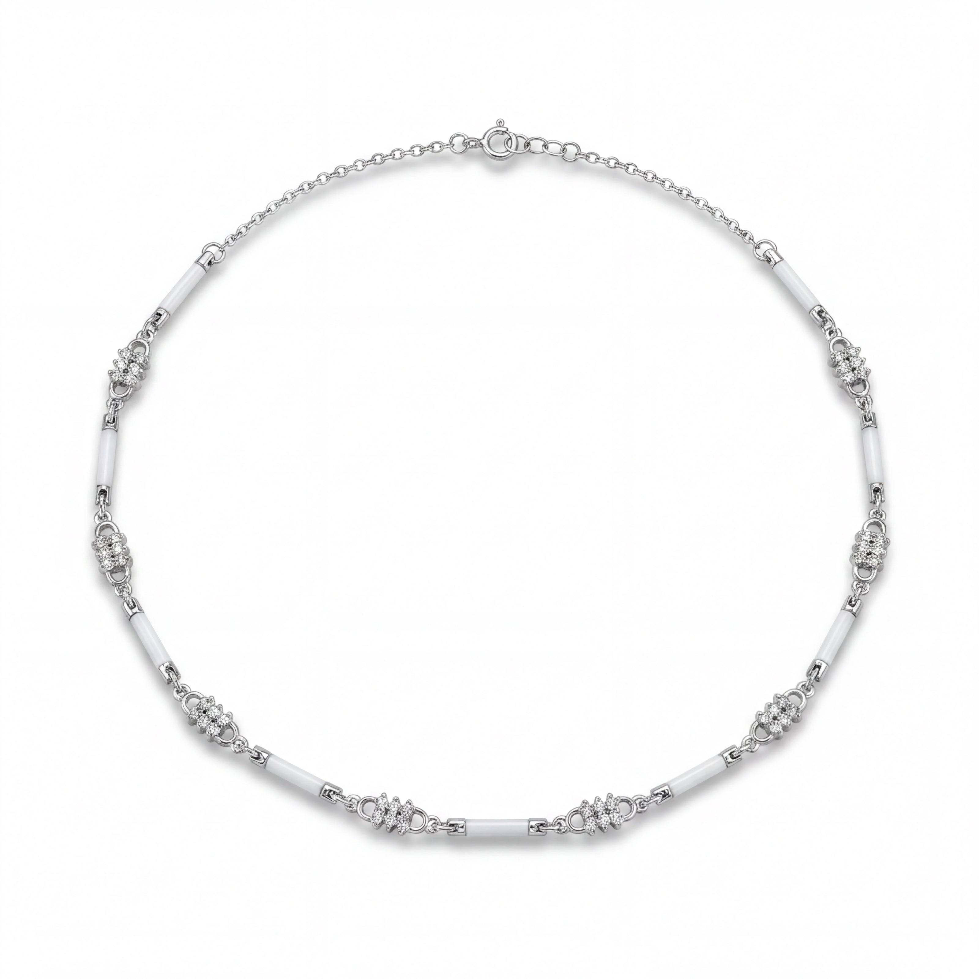 White Ceramic CZ Necklace