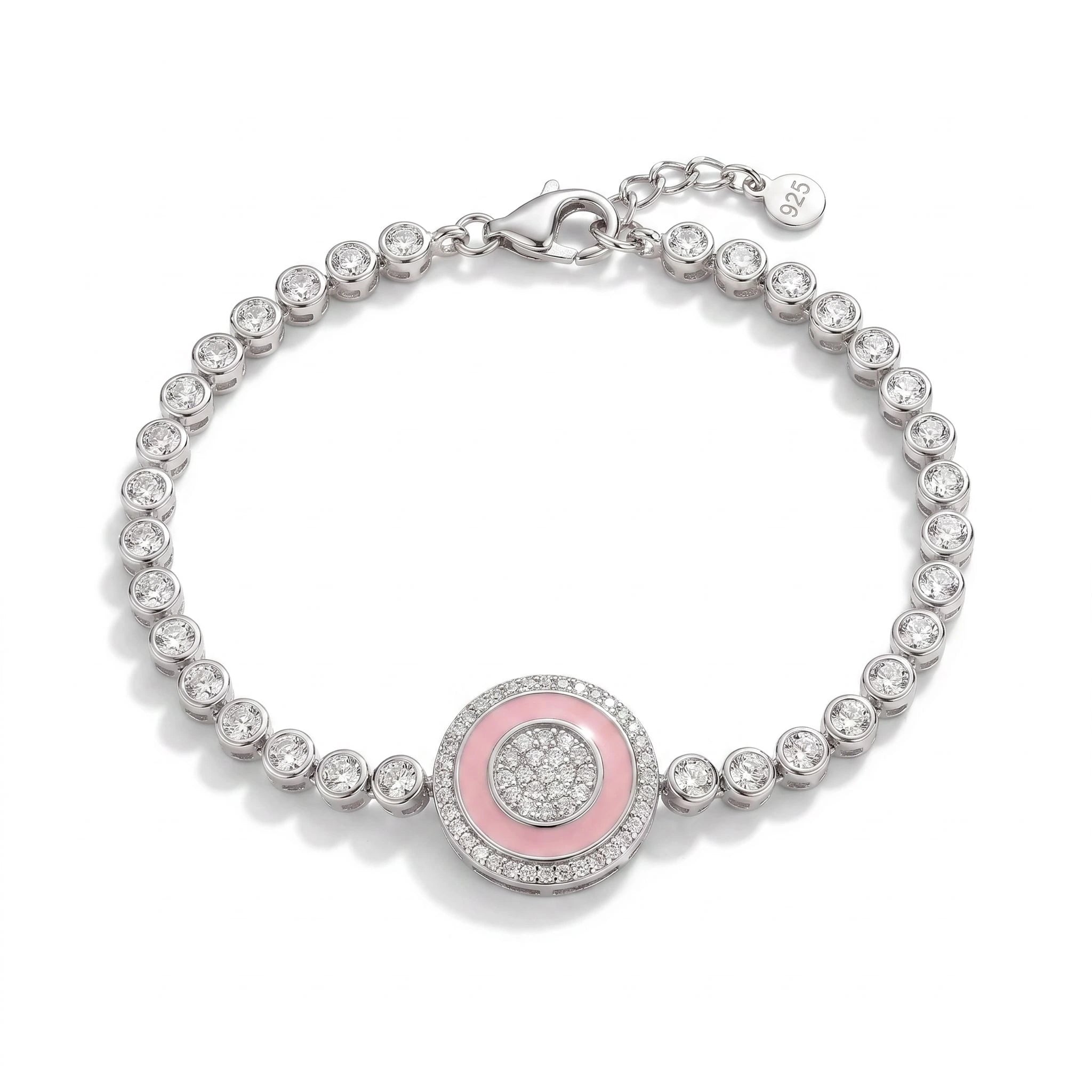 Pink Halo CZ Bracelet