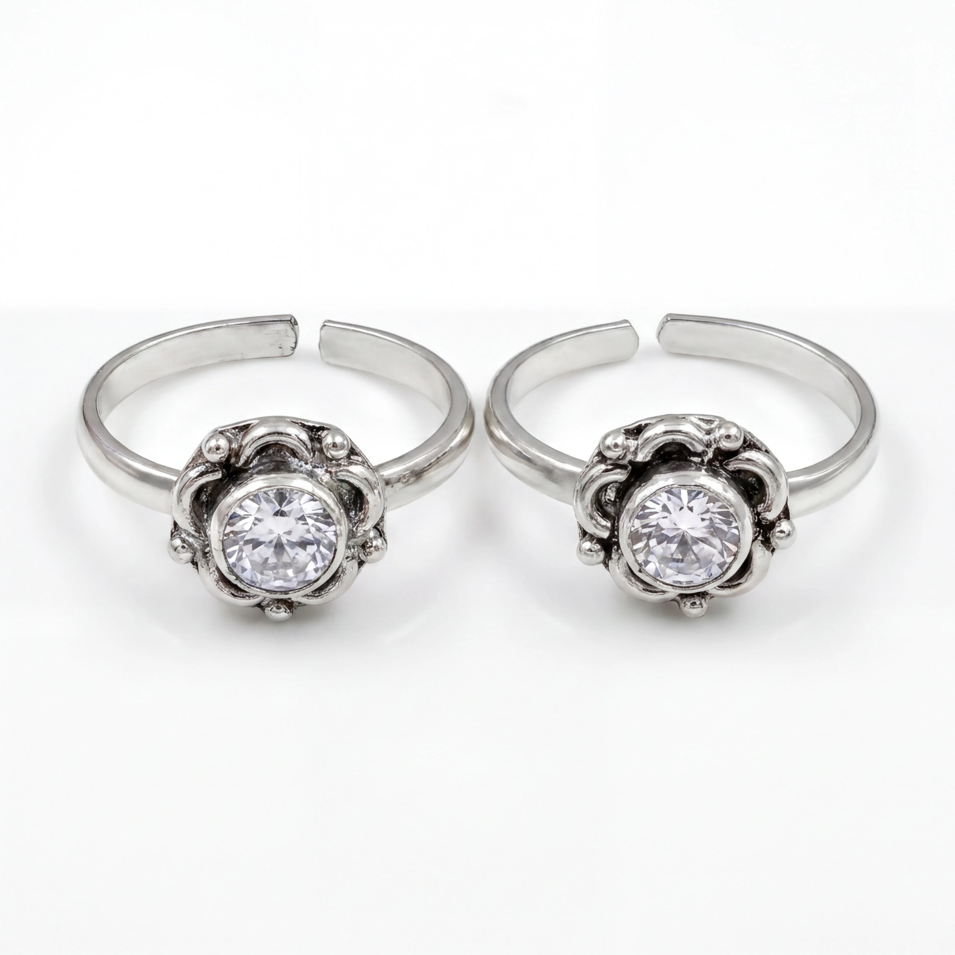 CZ Floral Toe Rings