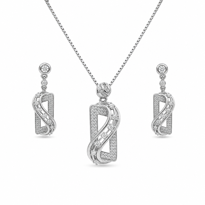 CZ Twist Pendant Set