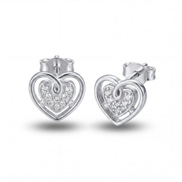 Pave Heart Studs