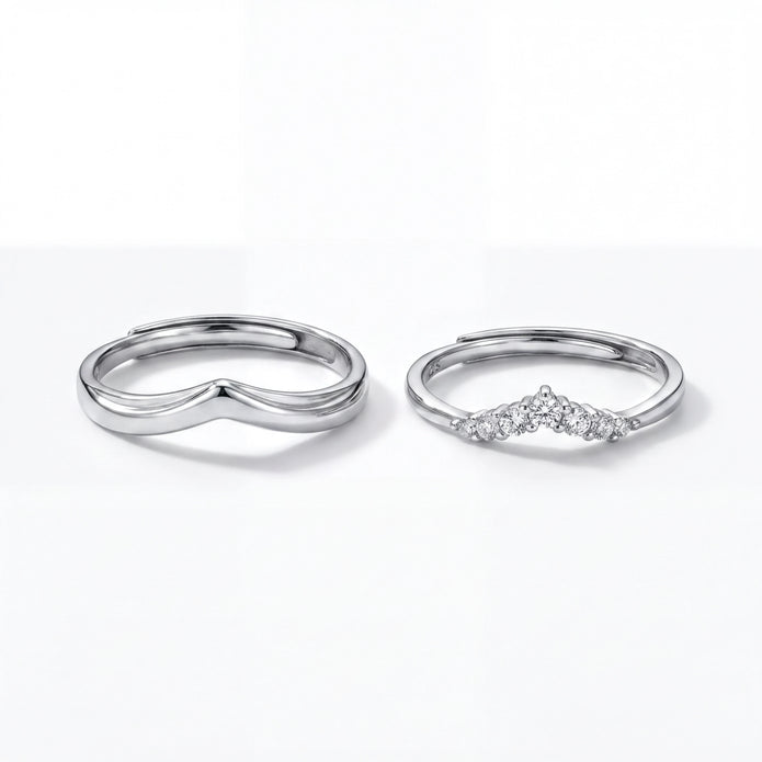 Shimmering V-Stack Rings