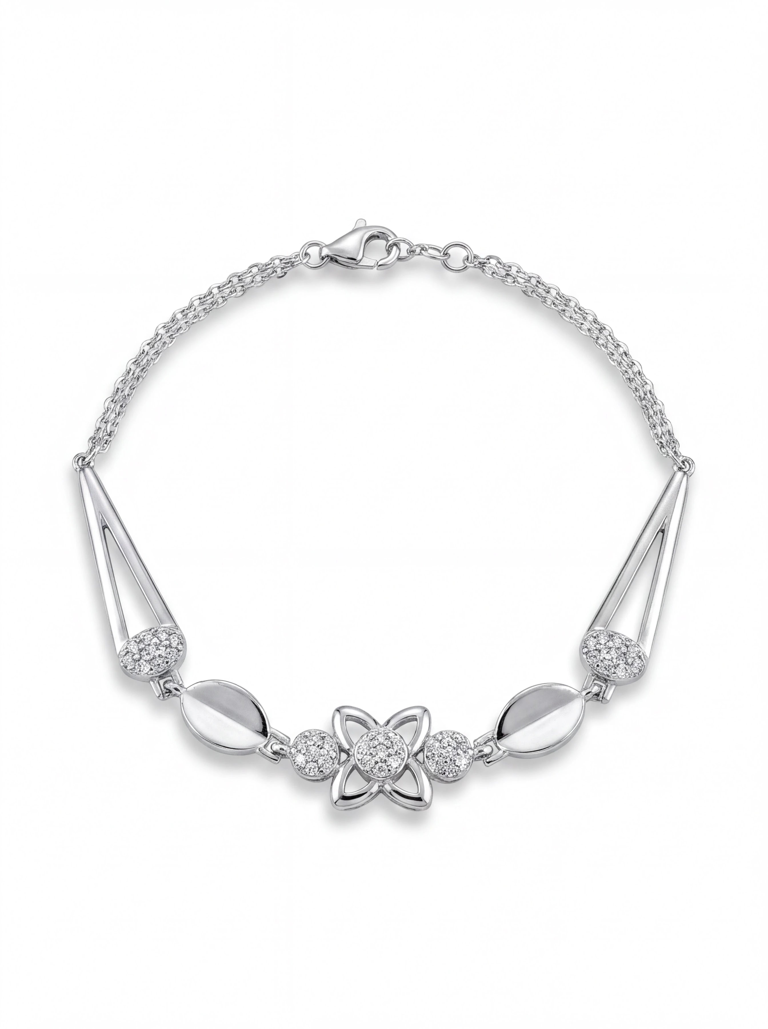 CZ Floral Link Bracelet