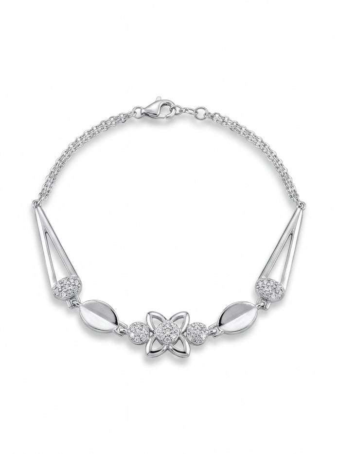 CZ Floral Link Bracelet