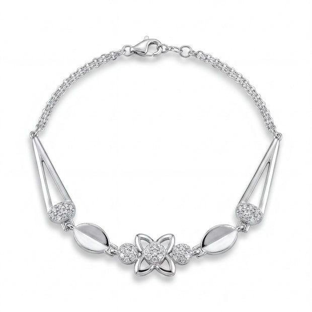 CZ Floral Link Bracelet