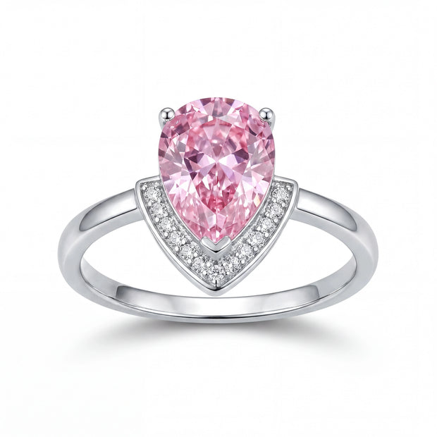 Pink Pear Halo Ring