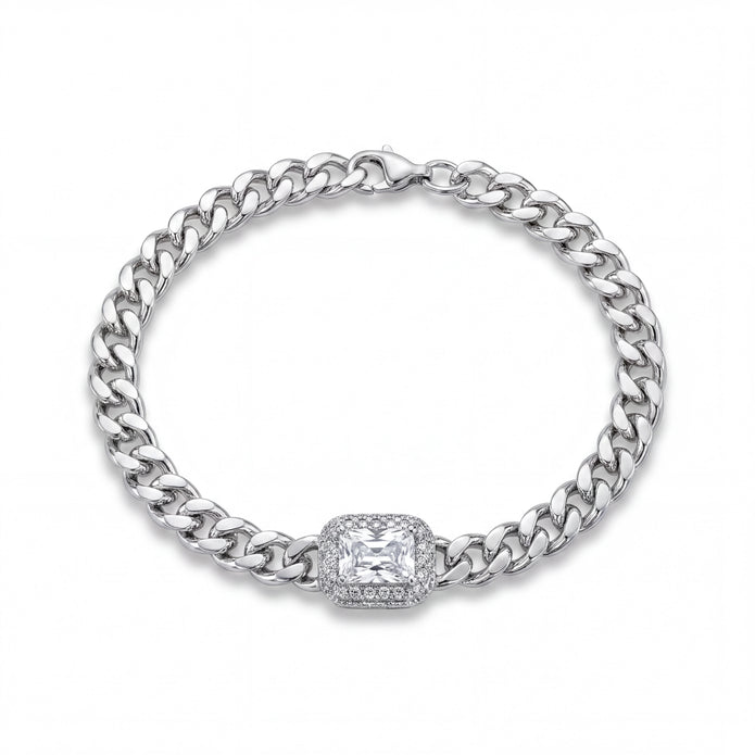 CZ Halo Curb Bracelet