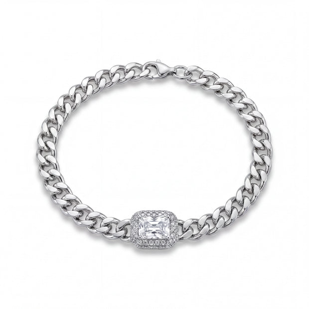 CZ Halo Curb Bracelet