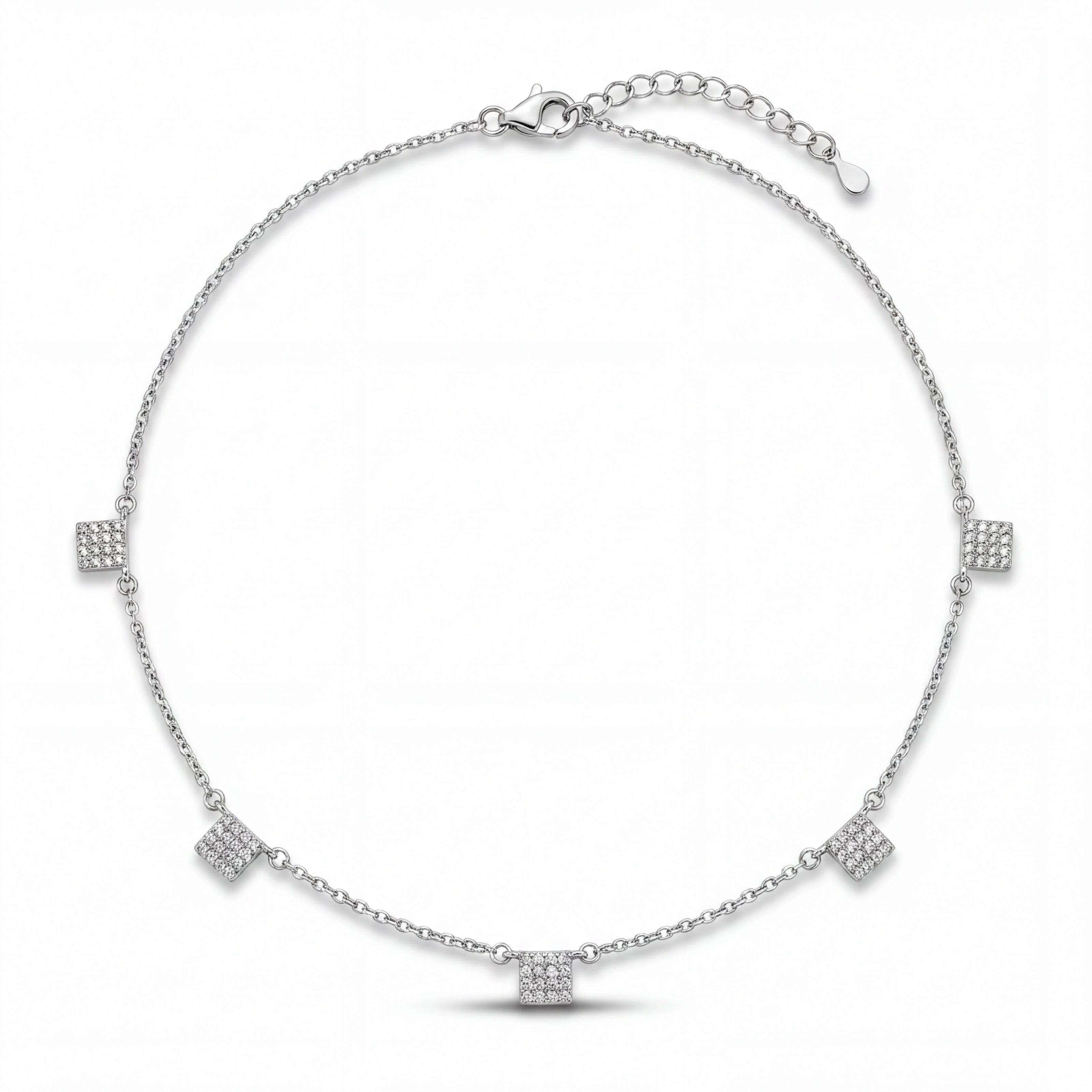 CZ Square Station Necklace