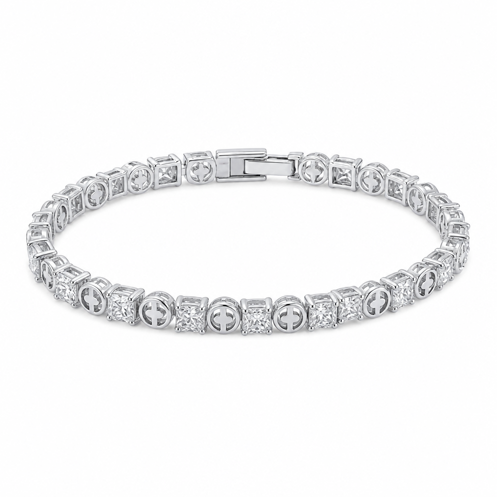 CZ Motif Link Bracelet