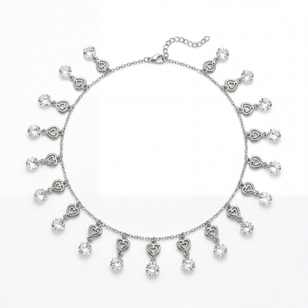 CZ Hearts Dangle Necklace