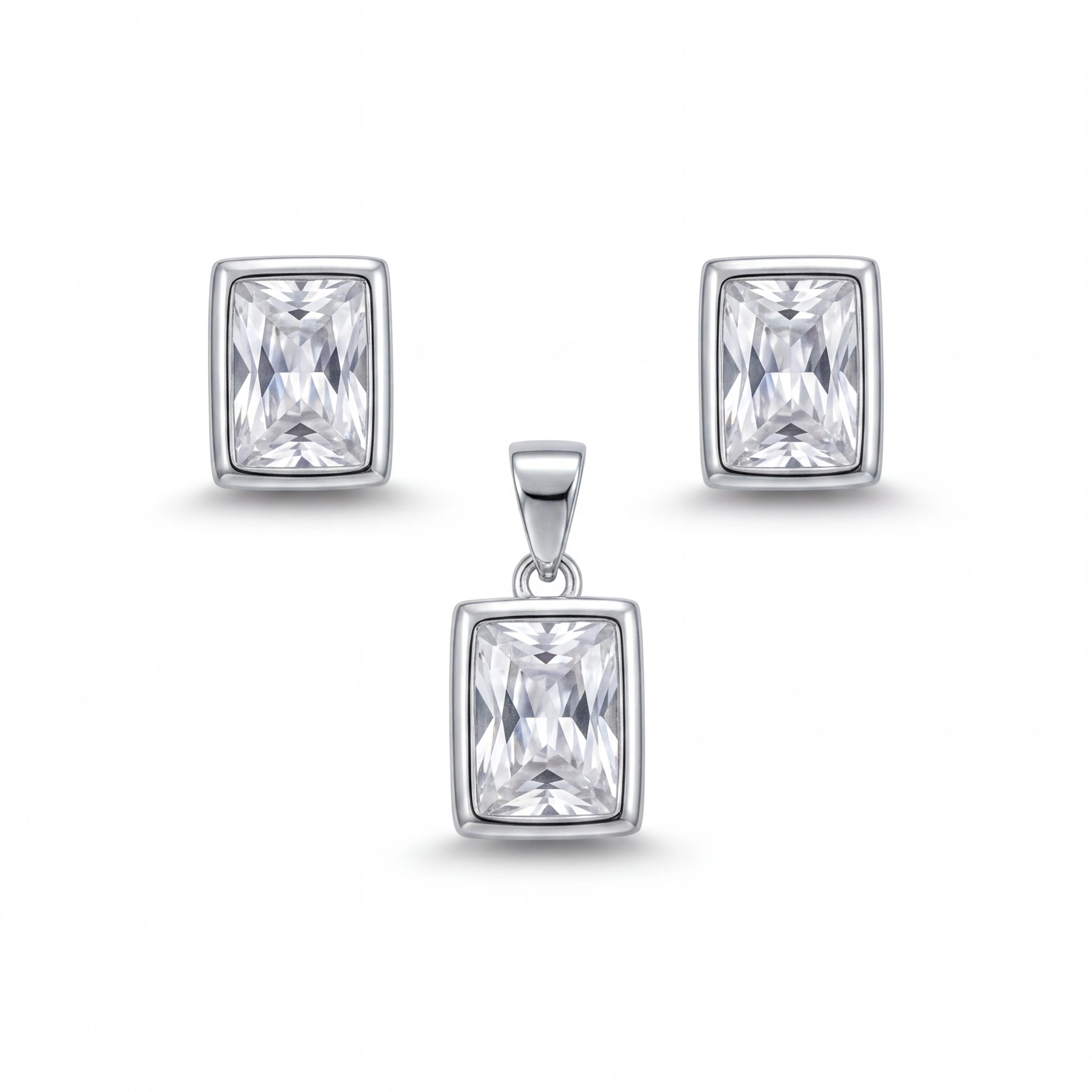 Emerald Cut Pendant Set
