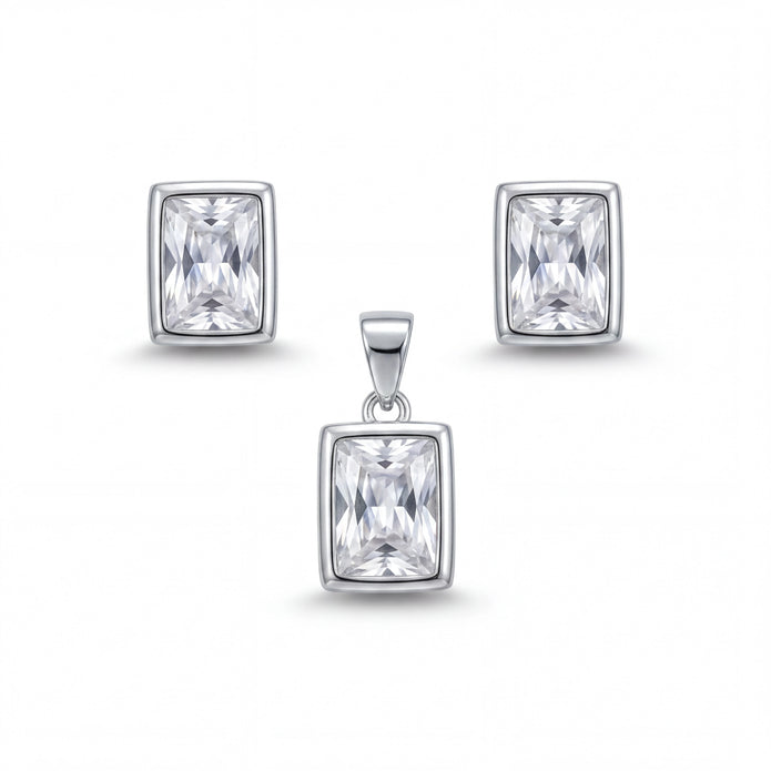 Emerald Cut Pendant Set