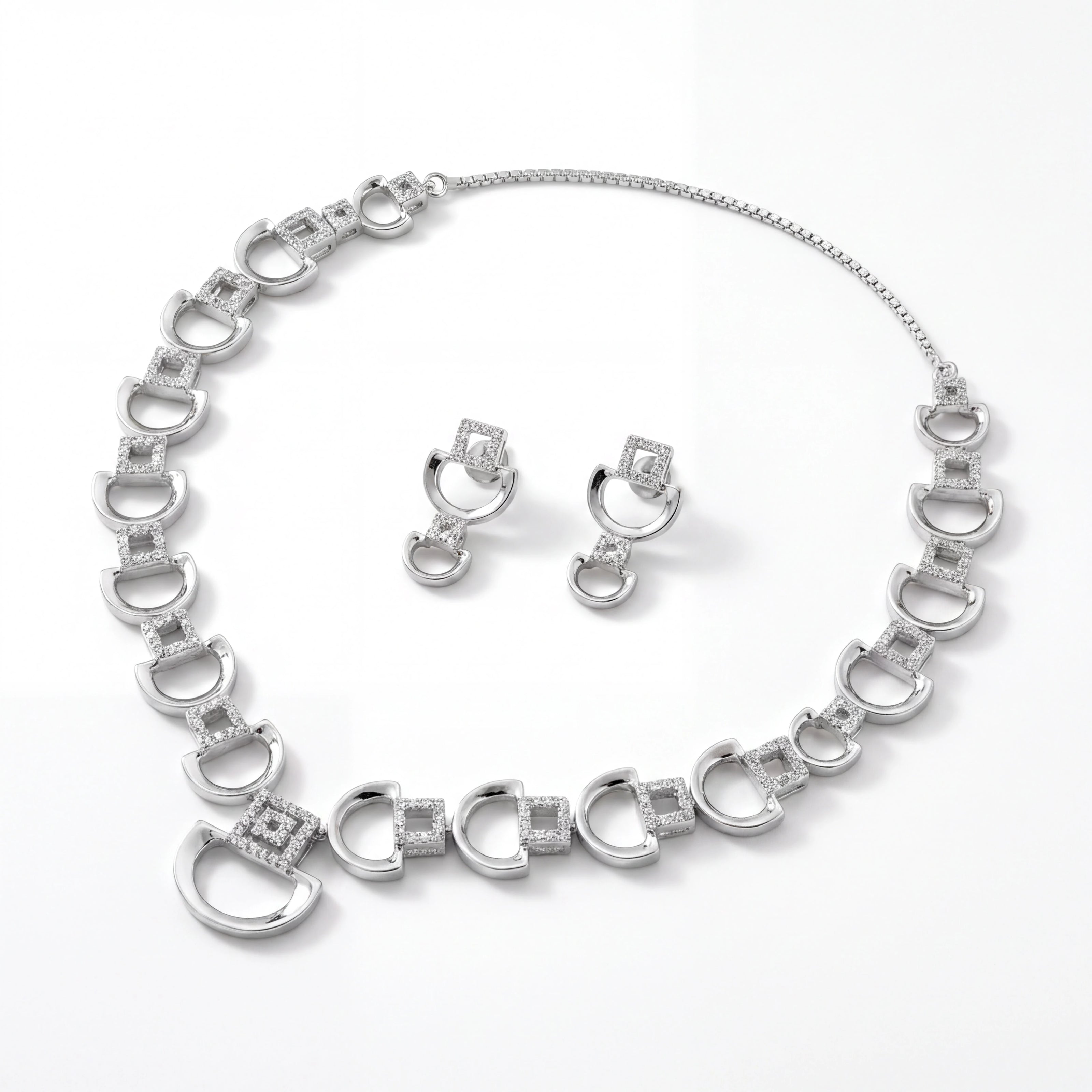 CZ Link Necklace Set