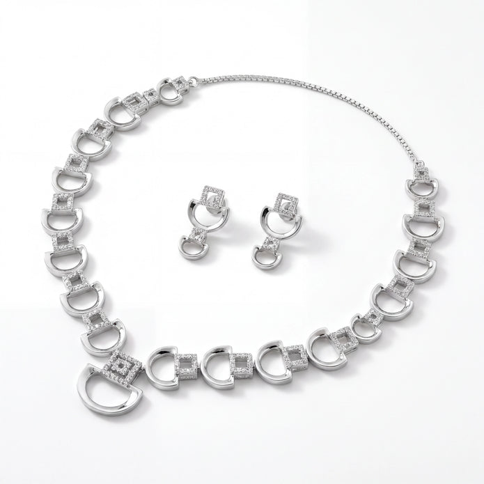 CZ Link Necklace Set