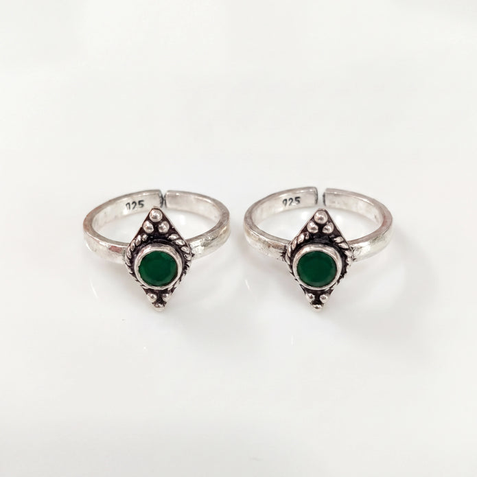 Green Stone Toe Rings