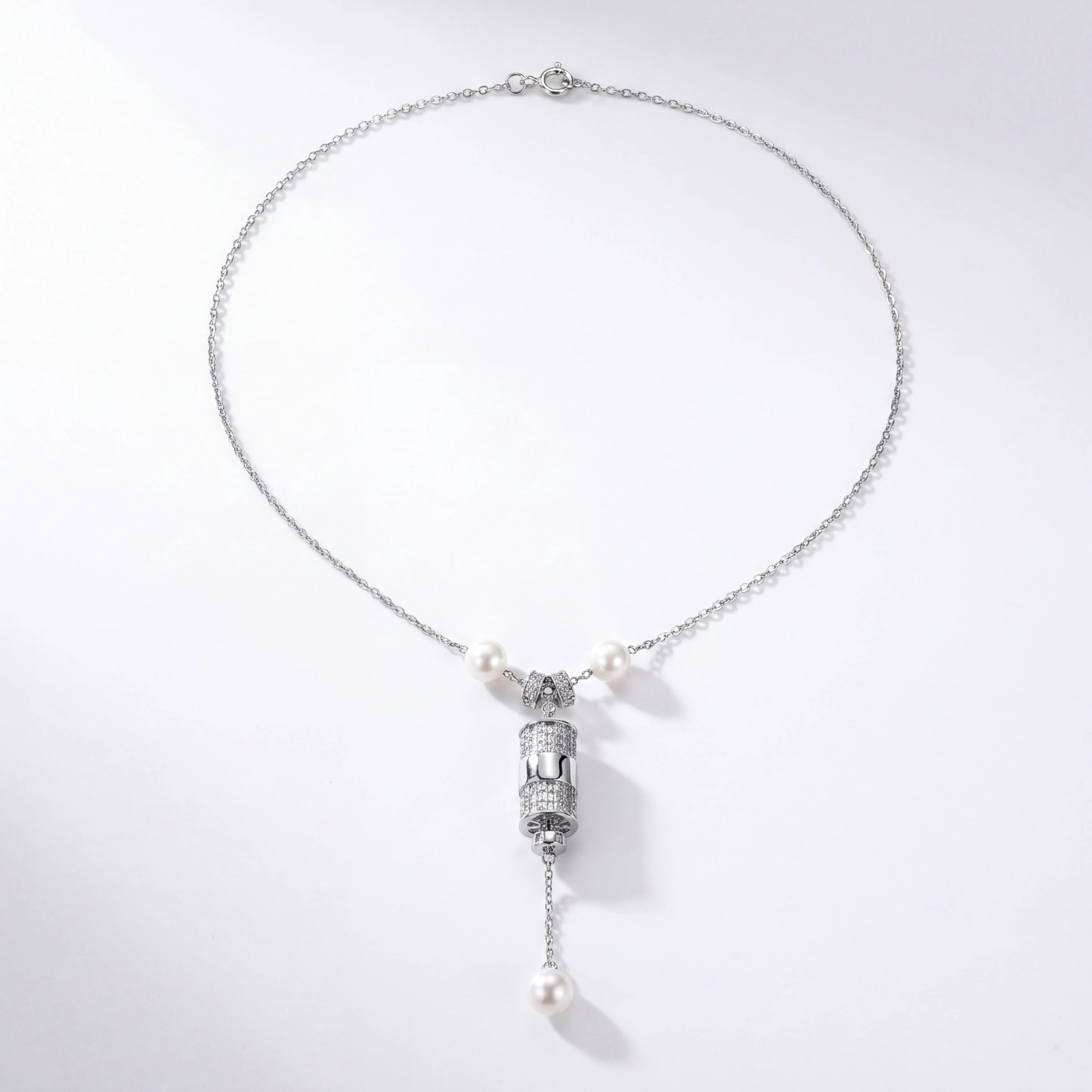 Pearl CZ Drop Necklace