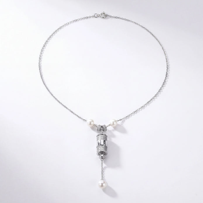 Pearl CZ Drop Necklace
