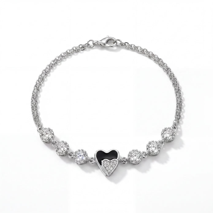 Black Heart CZ Bracelet