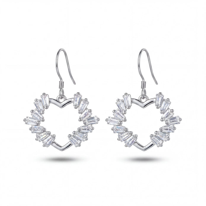 CZ Heart Drop Earrings