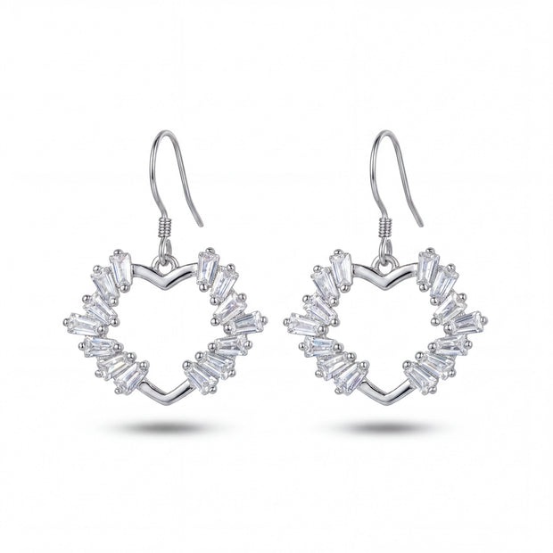 CZ Heart Drop Earrings