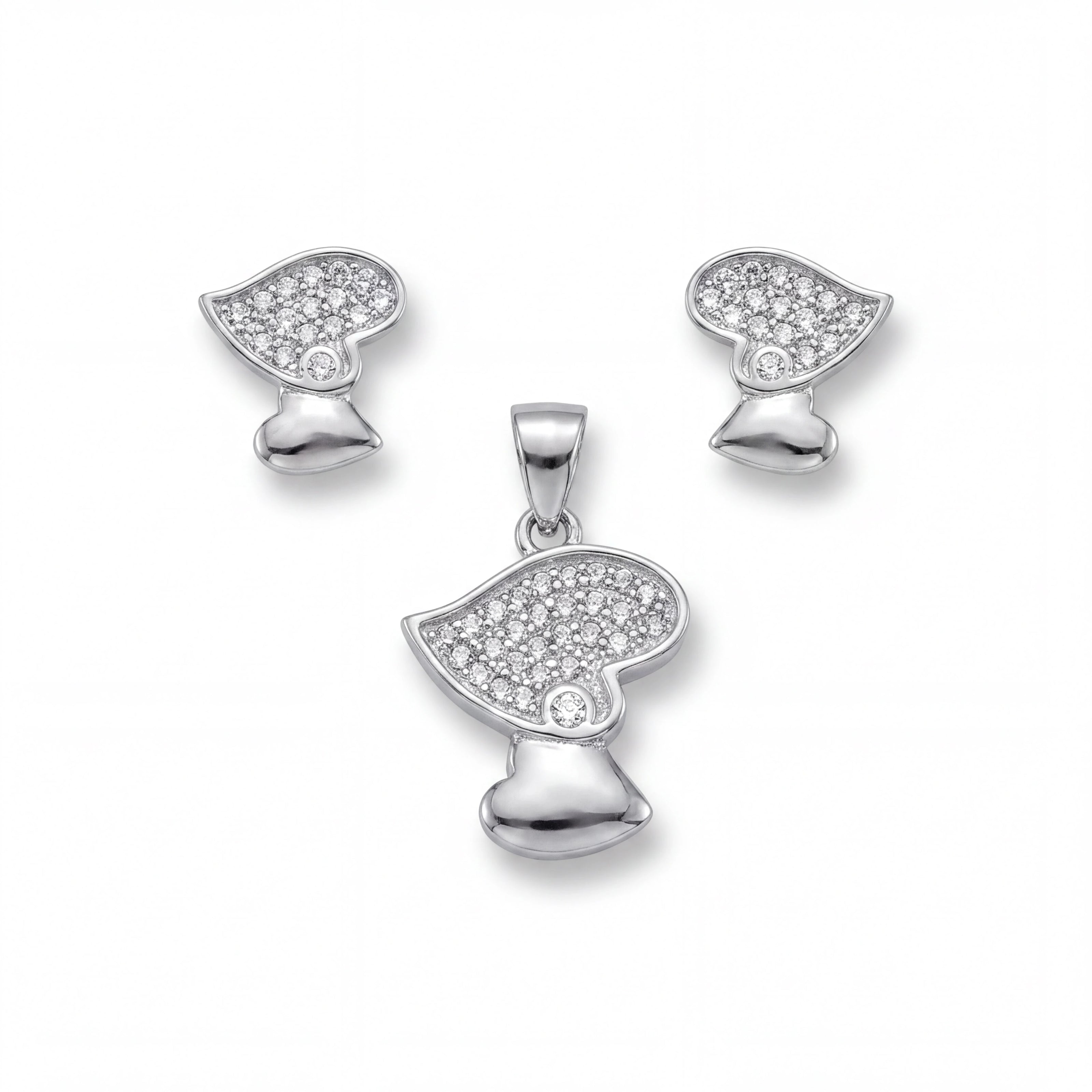 CZ Heart Pendant Set