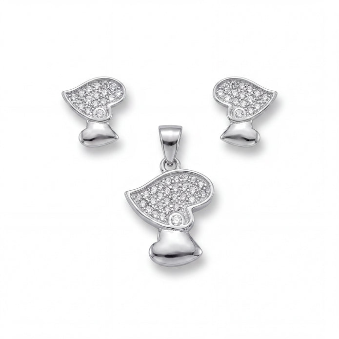 CZ Heart Pendant Set
