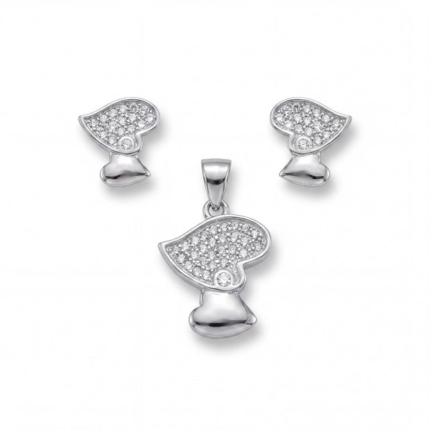 CZ Heart Pendant Set