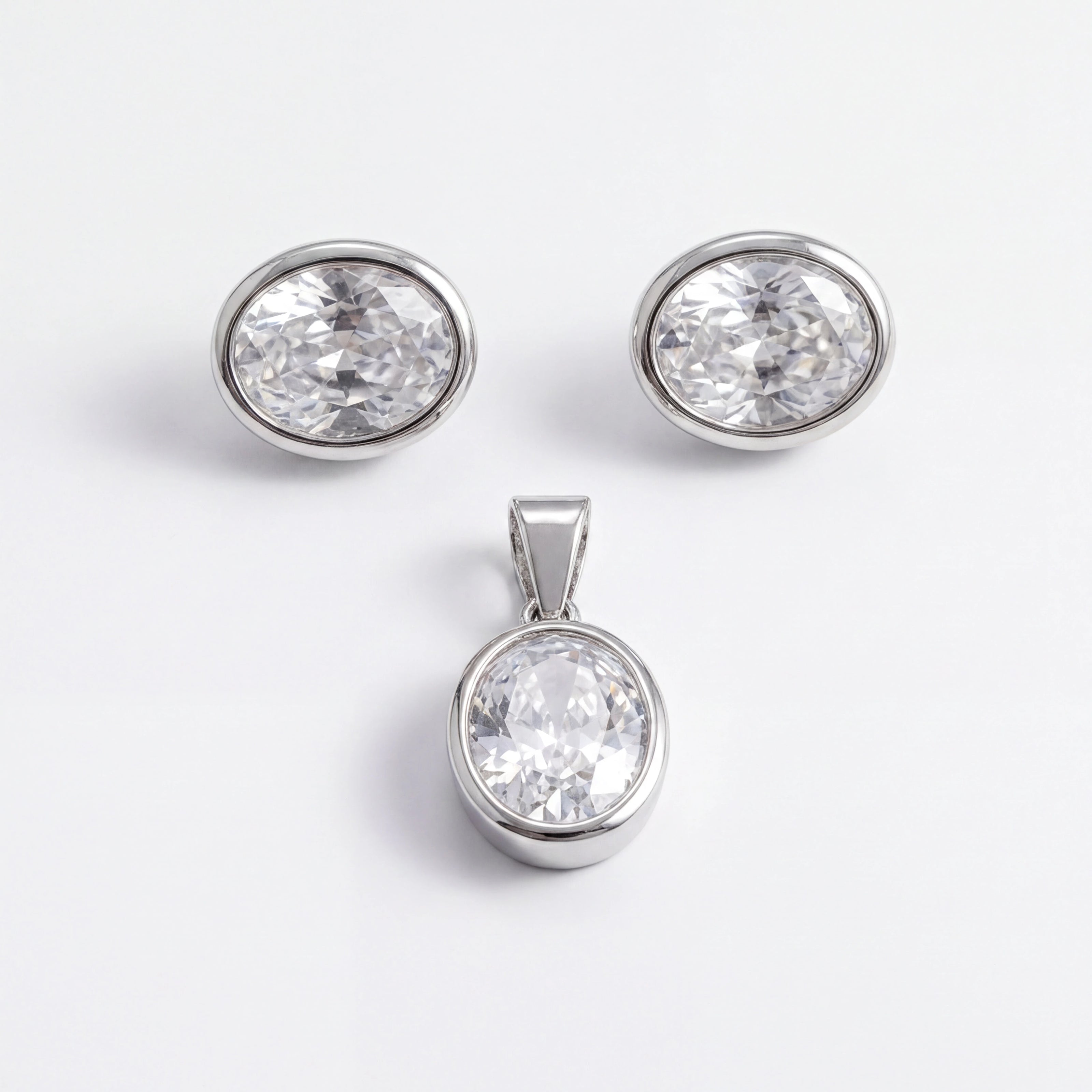 Oval CZ Pendant Set