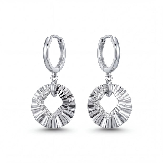 Ruffled CZ Drop Earrings