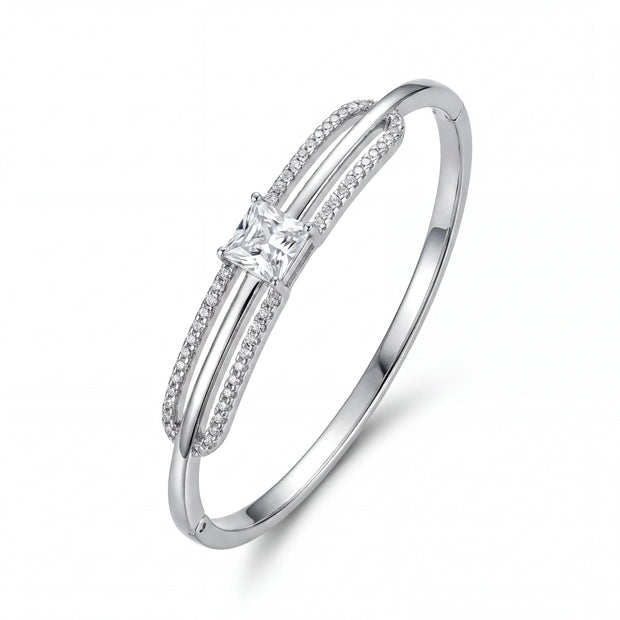 Square CZ Bypass Bangle