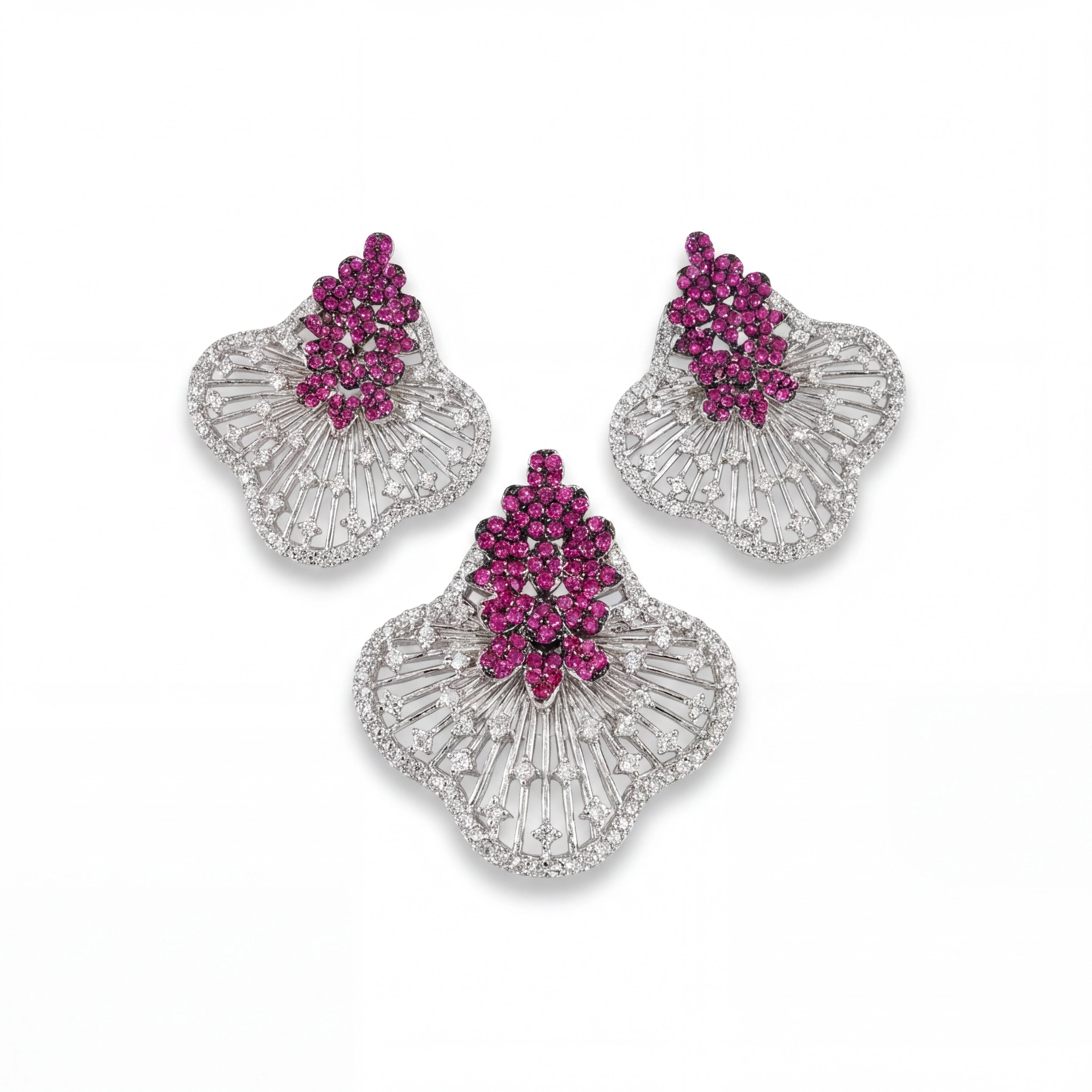Ruby Fan Pendant Set