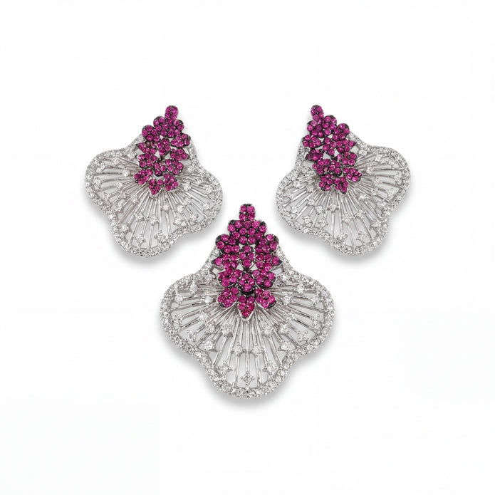 Ruby Fan Pendant Set