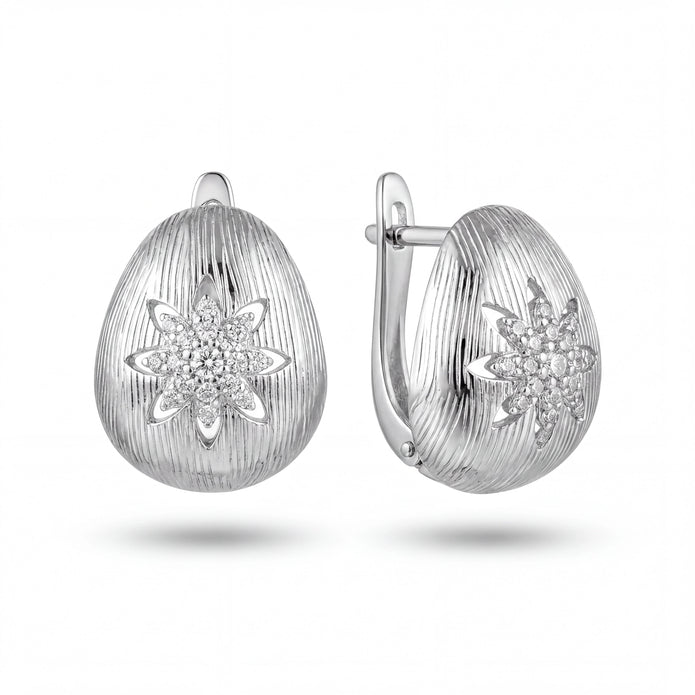 CZ Starburst Dome Earrings