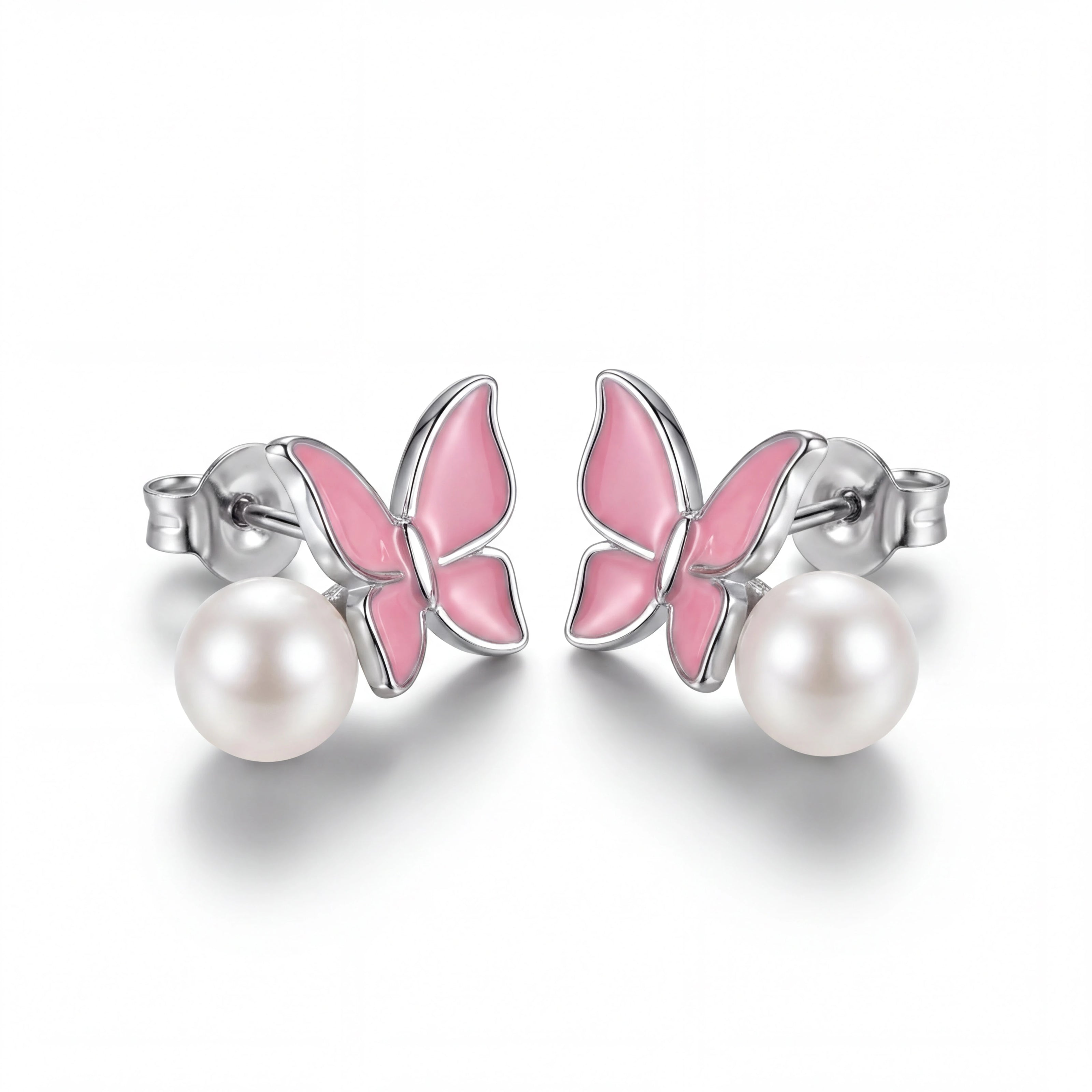 Pink Butterfly Studs