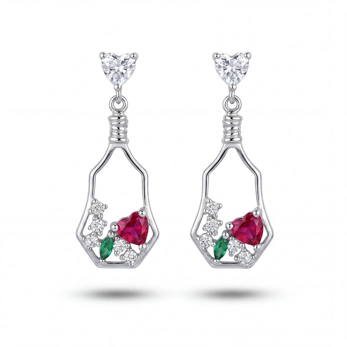 Ruby Heart Drop Earrings