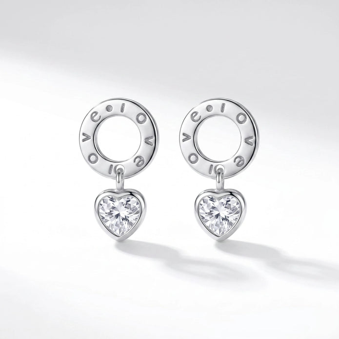 Love Heart Drop Earrings