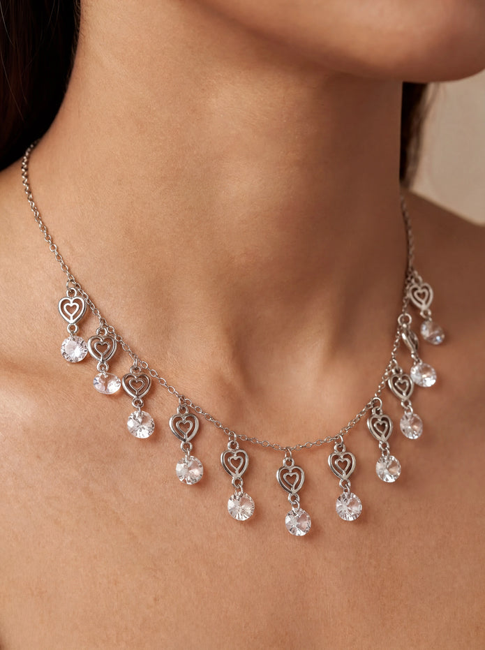 CZ Hearts Dangle Necklace — 2