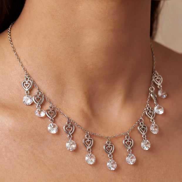 CZ Hearts Dangle Necklace — 2