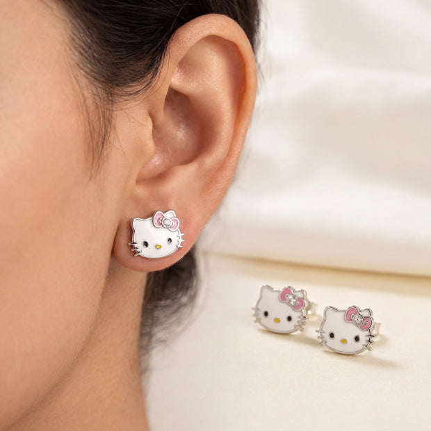 Kitty Enamel Studs — 2