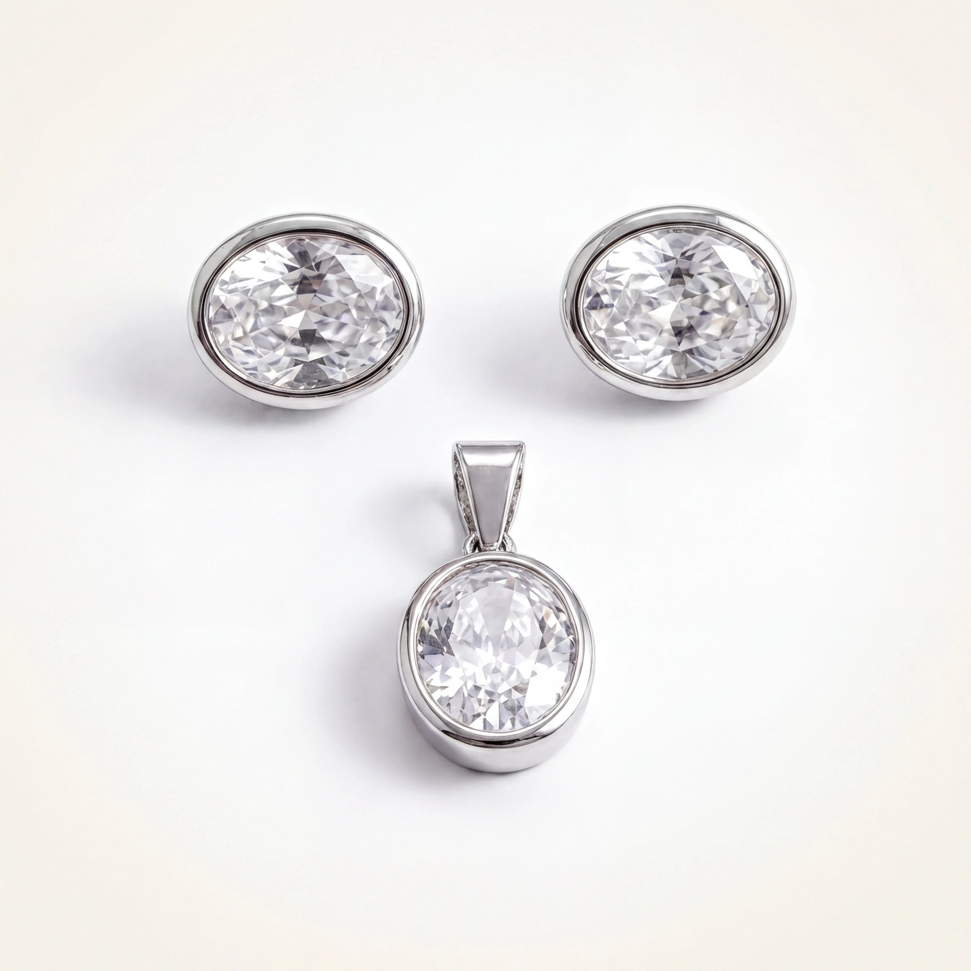 Oval CZ Pendant Set — 2