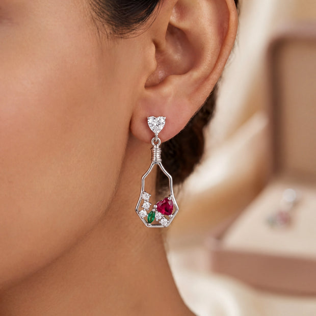 Ruby Heart Drop Earrings — 2