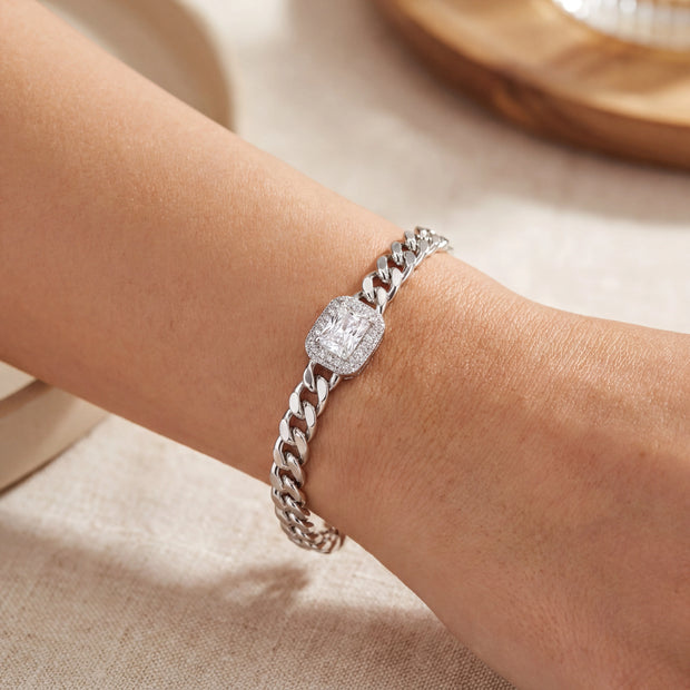 CZ Halo Curb Bracelet — 2