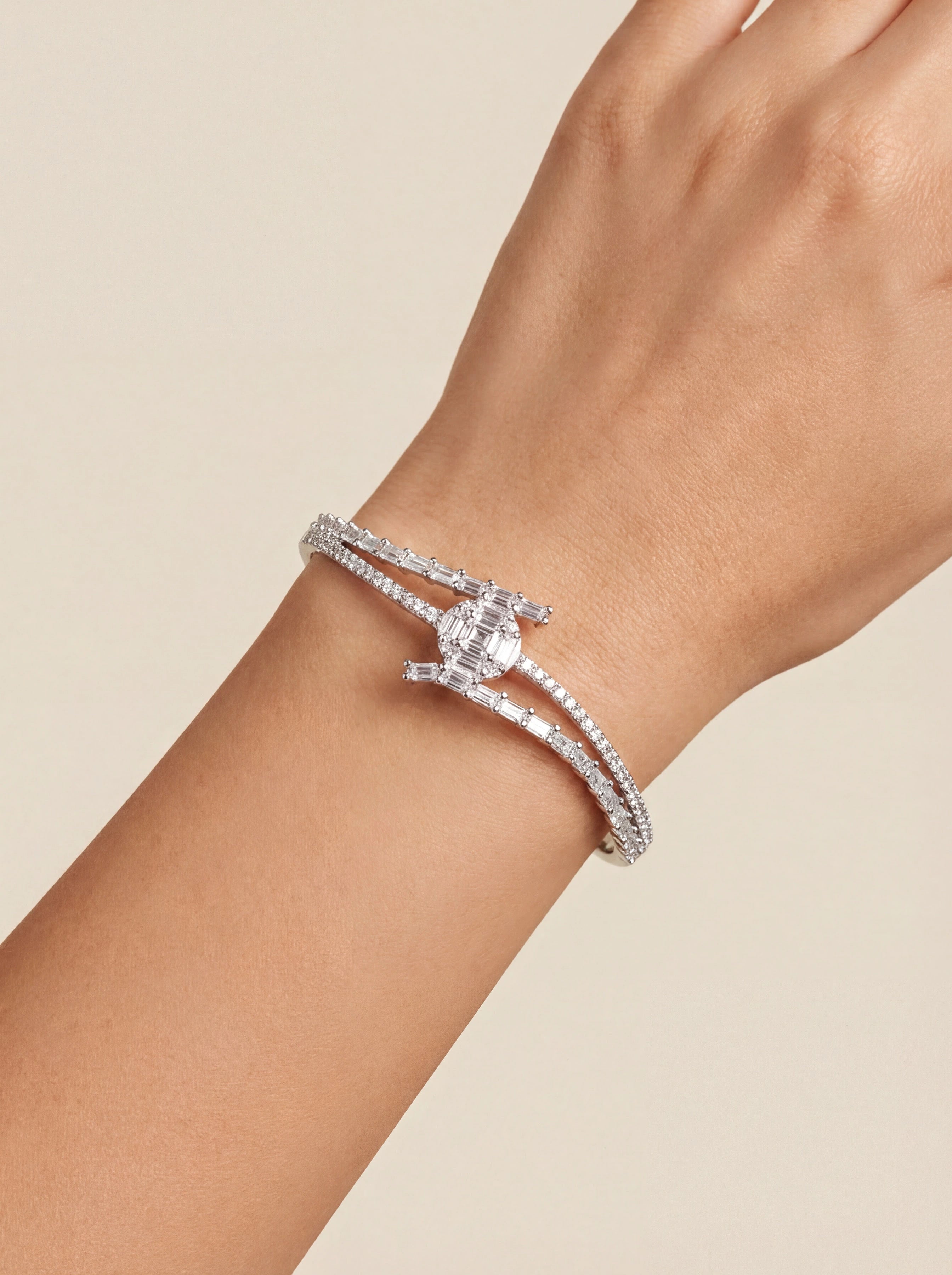 Baguette Crossover Bangle — 2