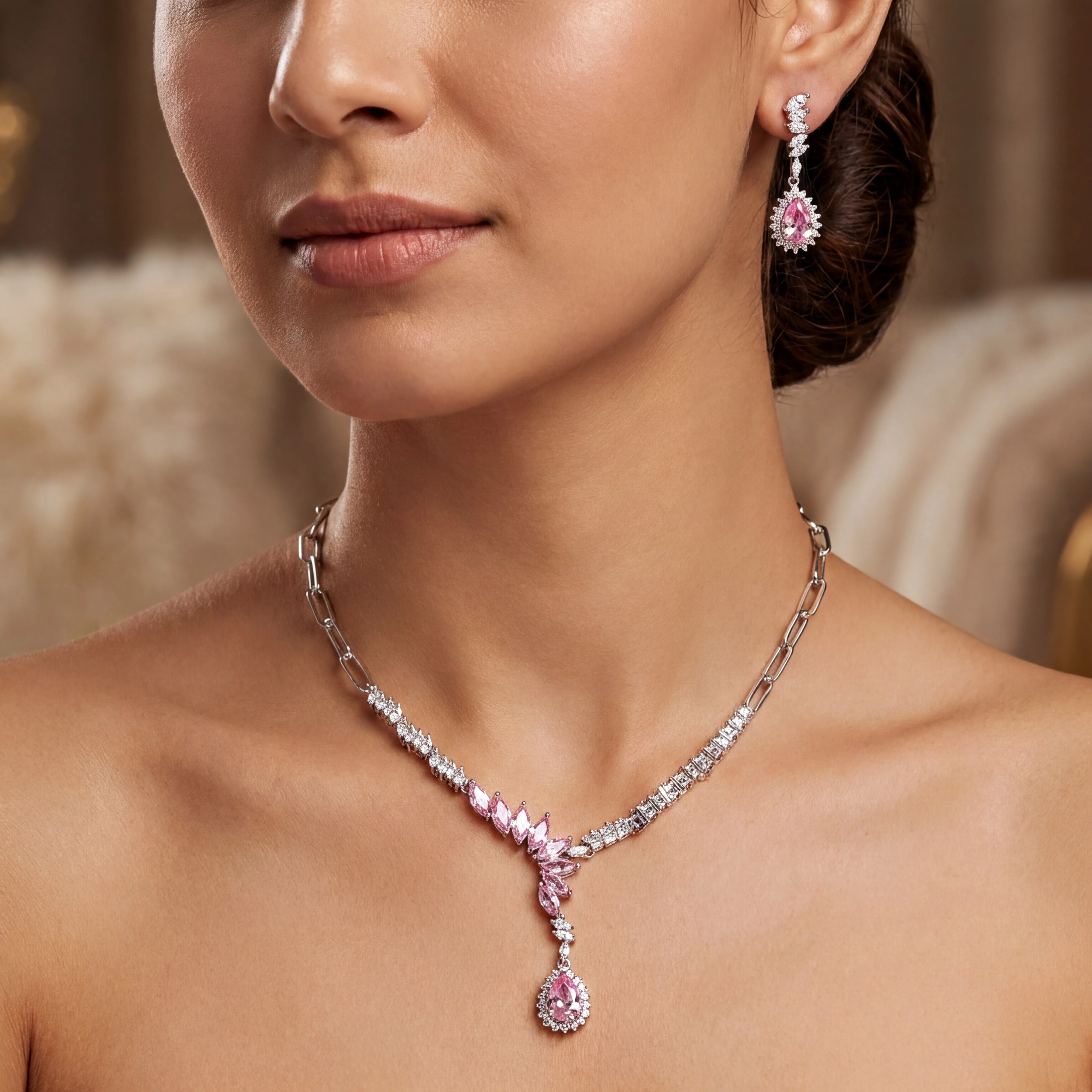 Pink Floral CZ Set — 2