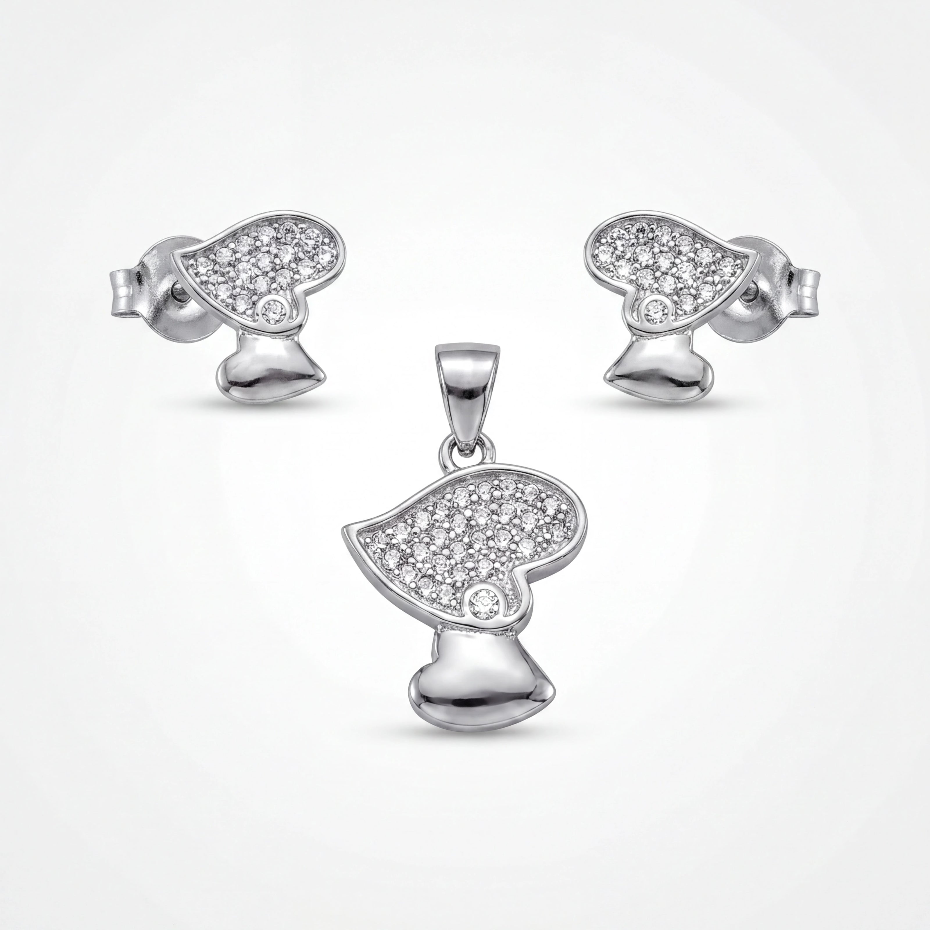 CZ Heart Pendant Set — 2