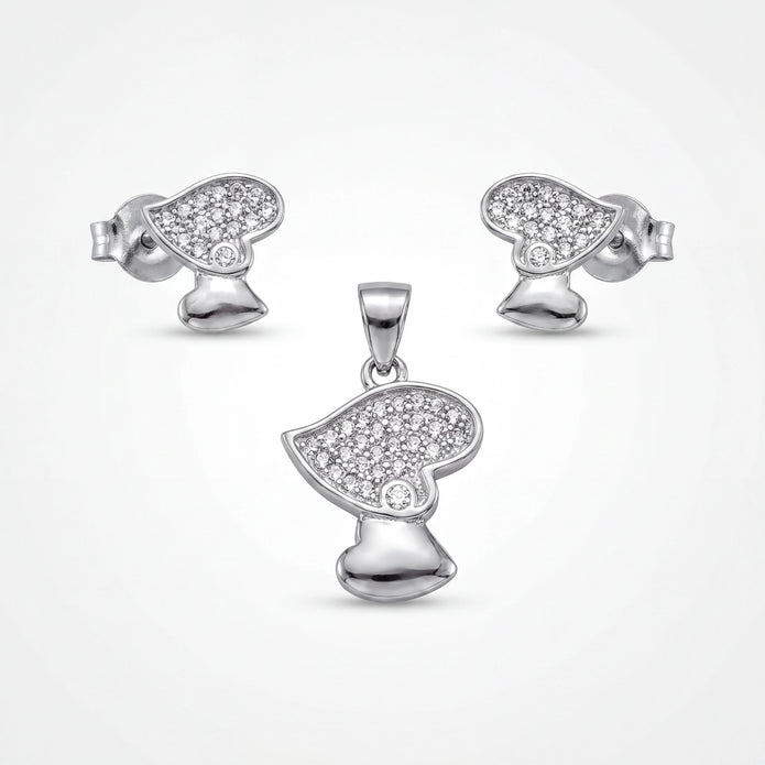 CZ Heart Pendant Set — 2