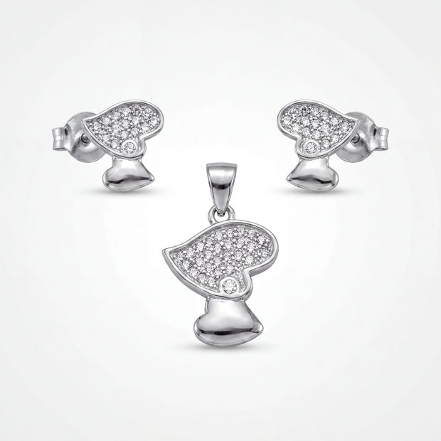 CZ Heart Pendant Set — 2