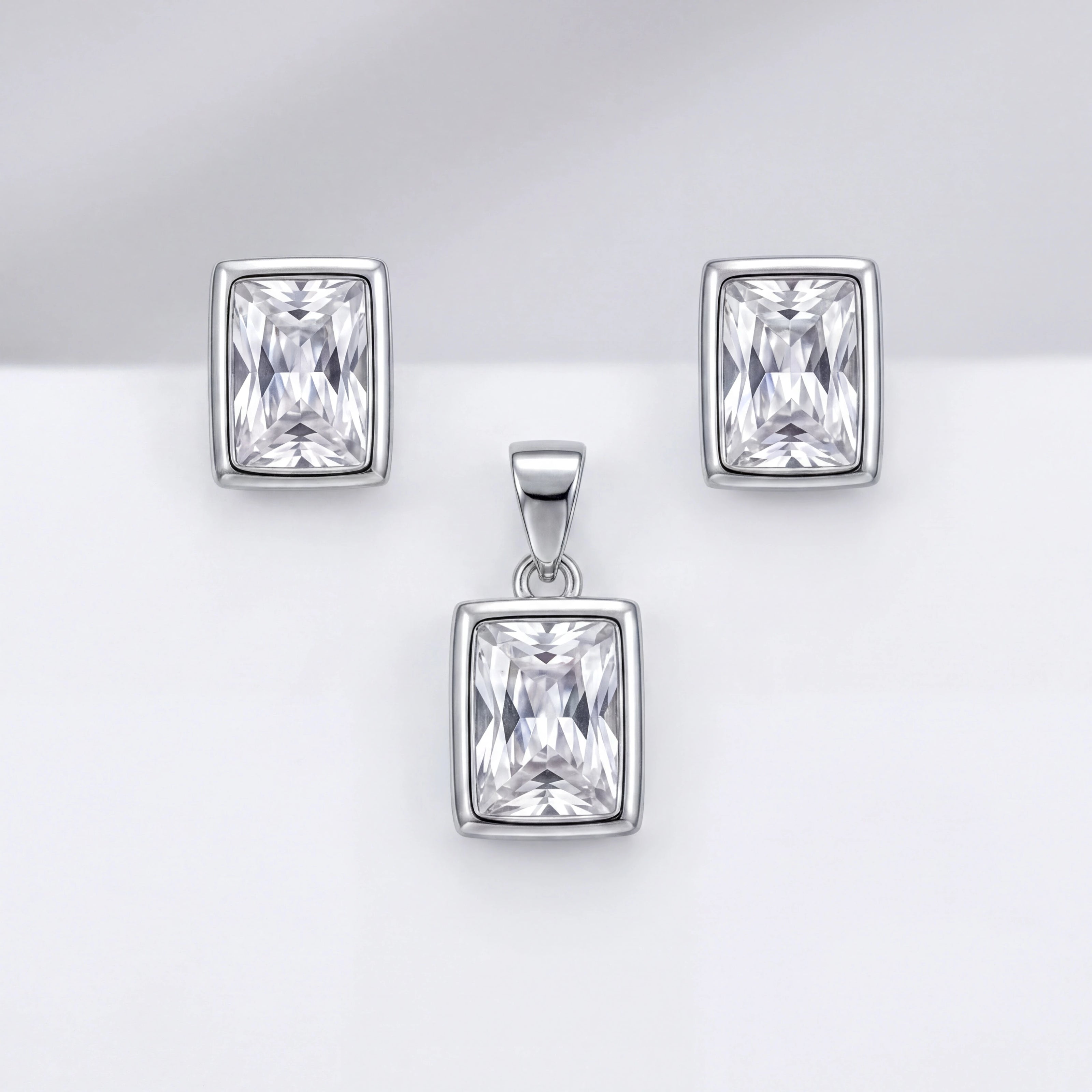 Emerald Cut Pendant Set — 2